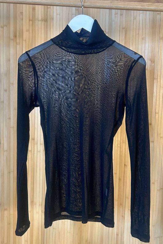 Essential Stretch Mesh Polo Layering Top Black /30=